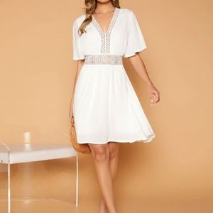 SHEIN VCAY Guipure Lace Insert A-line Dress Size Large